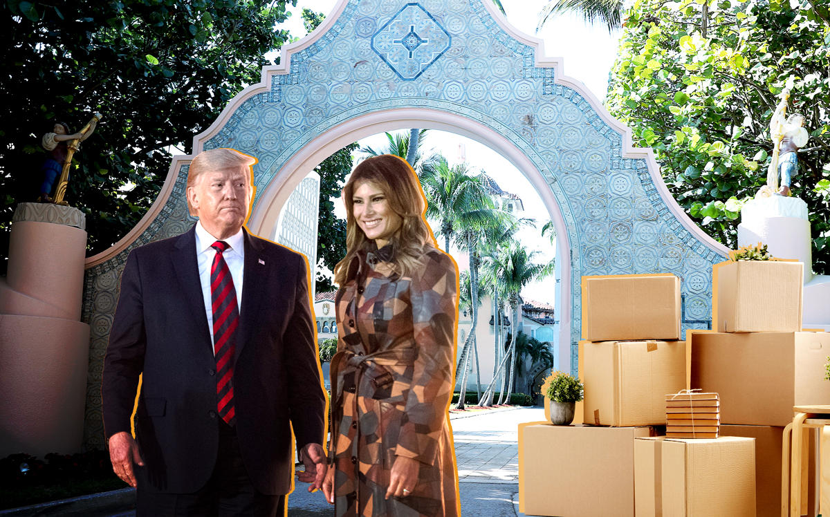 Donald and Melania Trump at the entrance way of Mar-a-Lago (Credit: Getty Images)