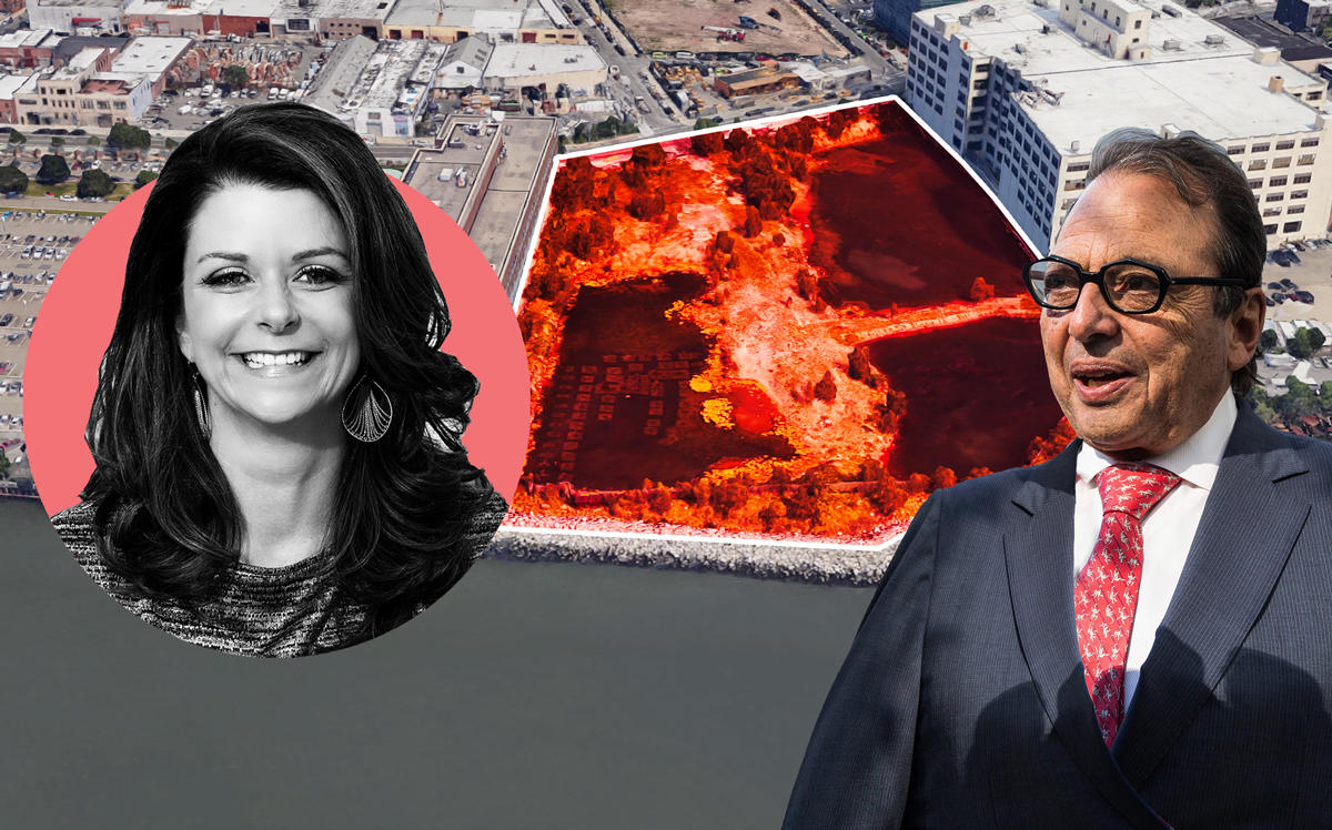 L&L MAG CEO MaryAnne Gilmartin, 44-02 Vernon Boulevard in Long Island City and Douglas Durst (Credit: Google Maps)