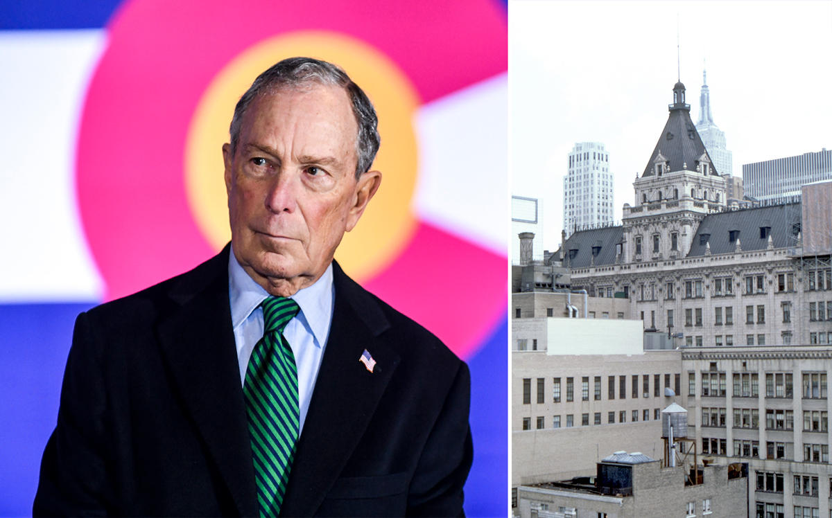 Michael Bloomberg and 229 West 43rd Street (Credit: Getty Images and Wikipedia)