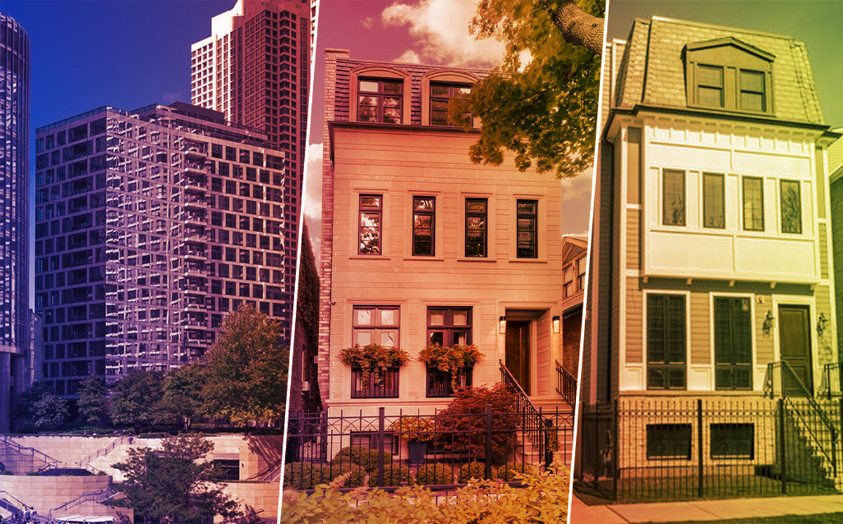 From left: 403 North Wabash Avenue, 2238 North Magnolia Avenue and 1428 West George Street (Credit: Redfin, Realtor)