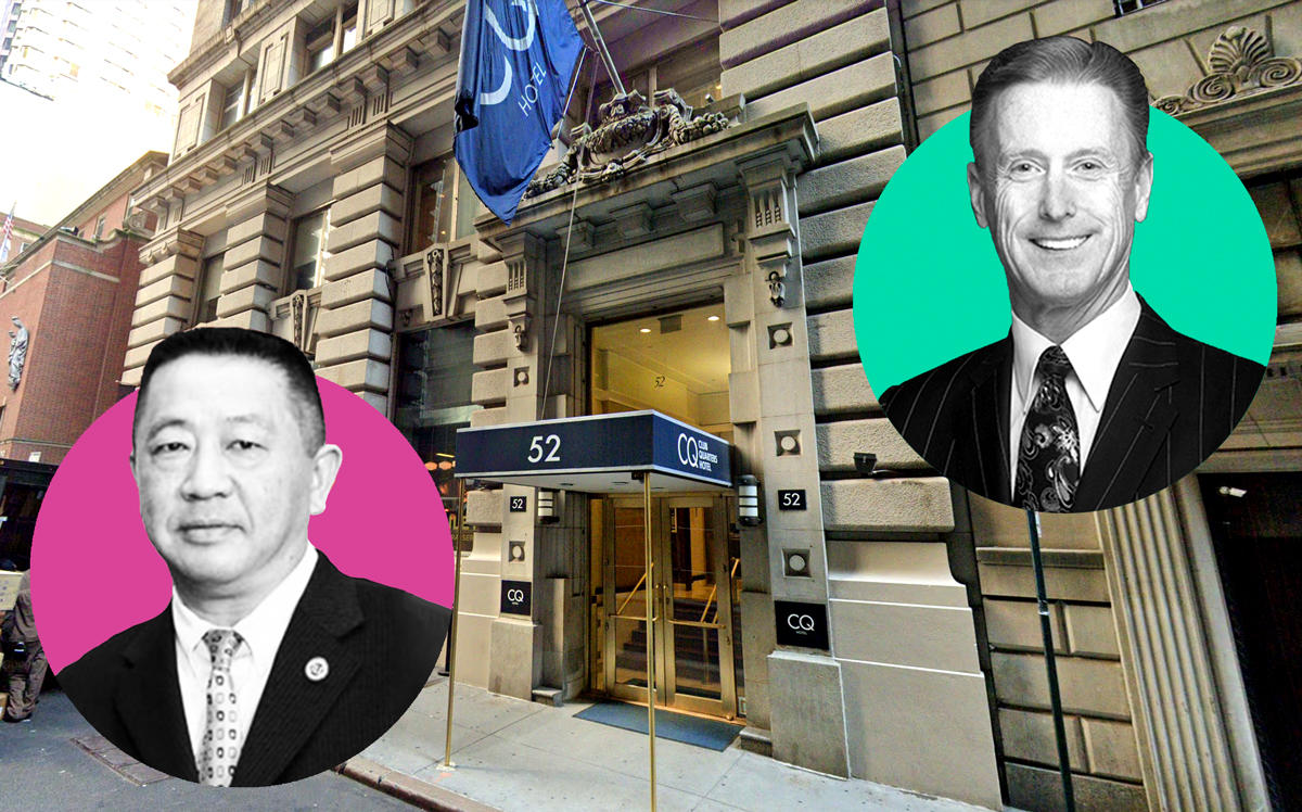 From left: Sam Chang, 52 William Street and New York Hotel & Motel Trades Council's Peter Ward (Credit: Google Maps)