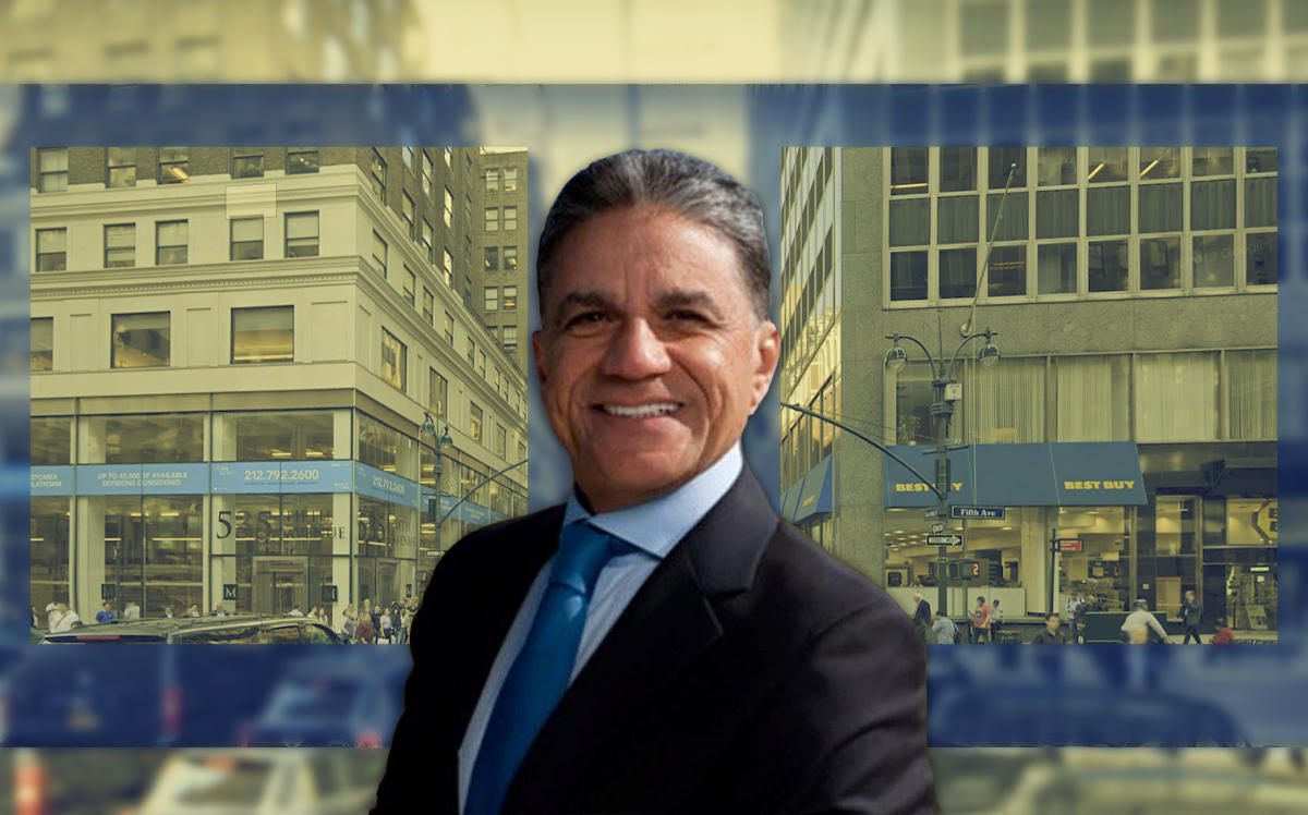Moinian Group CEO Joseph Moinian, and a street view of the new Best Buy location (535 Fifth Avenue, at left) and the old one (529 Fifth Avenue, at right) 