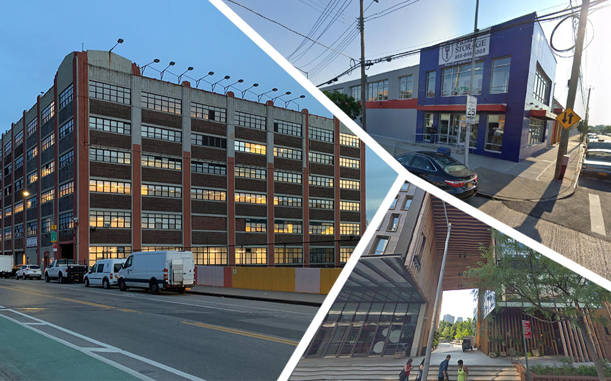 Clockwise from left: 24-02 49th Avenue, 1260 Zerega Avenue and 60 Furman Street (Credit: Google Maps)