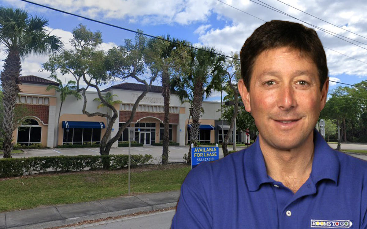 Rooms to Go CEO Jeffrey Seaman and 9465 Glades Road (Credit: Google Maps)