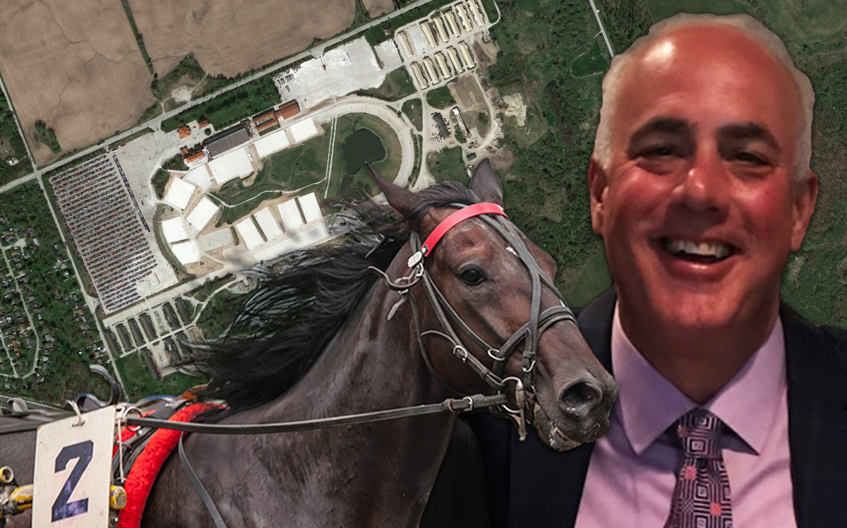 Philip Goldberg and an aerial view of Balmoral Race Track (Credit: Google Maps)