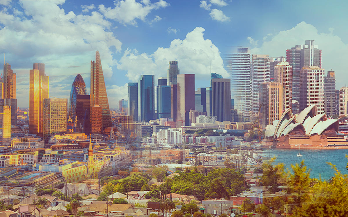 London, Los Angeles and Sydney skylines (Credit: iStock)