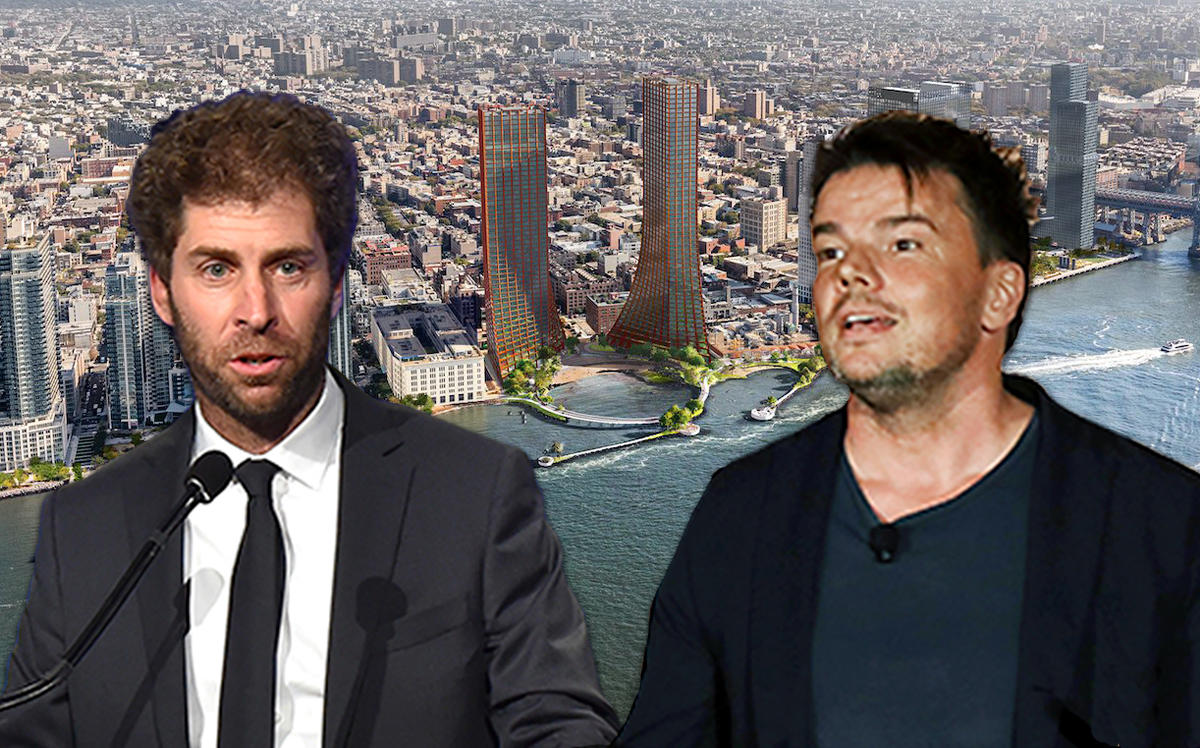 Two Trees’s Jed Walentas, Bjarke Ingels and a rendering of the project (Credit: Getty Images, BIG)