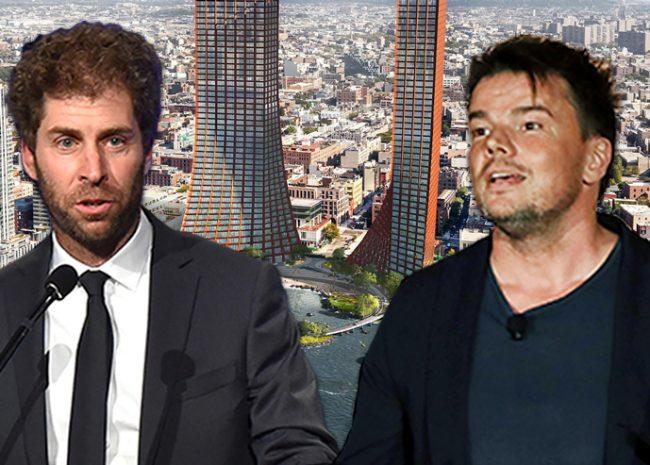 Two Trees’s Jed Walentas, Bjarke Ingels and a rendering of the project (Credit: Getty Images, BIG)