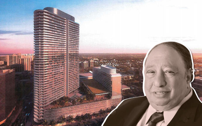 Rendering of the project and John Catsimatidis (Credit: Arquitectonica via Tampa Bay Times)