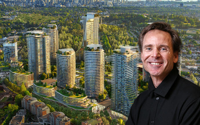 Ian Gillespie and A rendering of the Oakridge development (Credit: Very Polite Agency via Bloomberg)