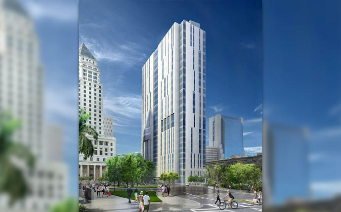 Rendering of downtown Miami courthouse to be built by Plenary Group and Miami-Dade County