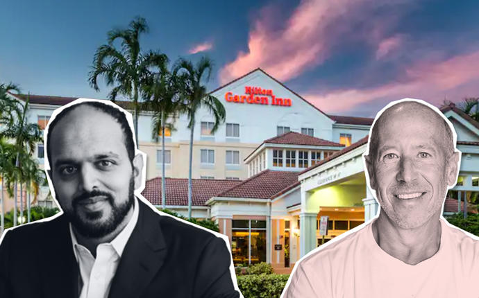 From left: Suril Shah, Barry Sternlich, and 14501 Hotel Road (Credit: Hilton)