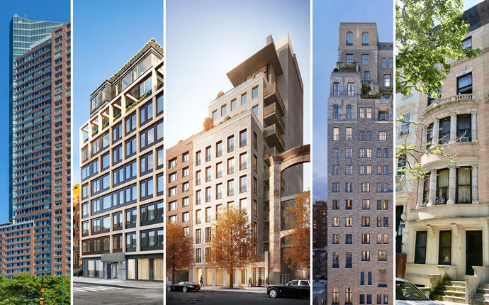 From left: the Ritz-Carlton, 32 East 1st Street, 560 West 24th Street, 301 East 80th Street and 32 West 85th Street
