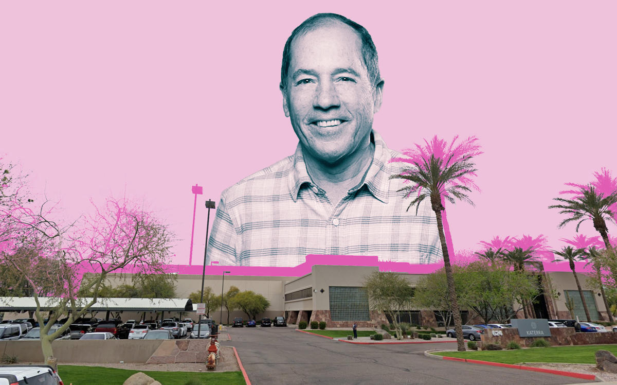 Katerra CEO Michael Marks and its factory in Pheonix, Arizona (Credit: Katerra, Google Maps)