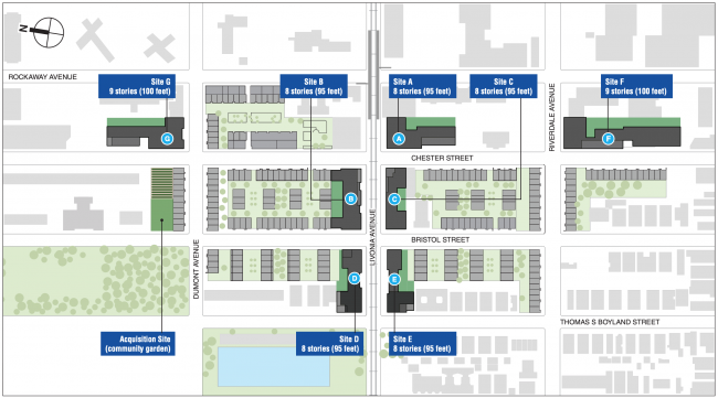 Site Plan for the Marcus Garvey Extension project. Source: NYC Department of City Planning