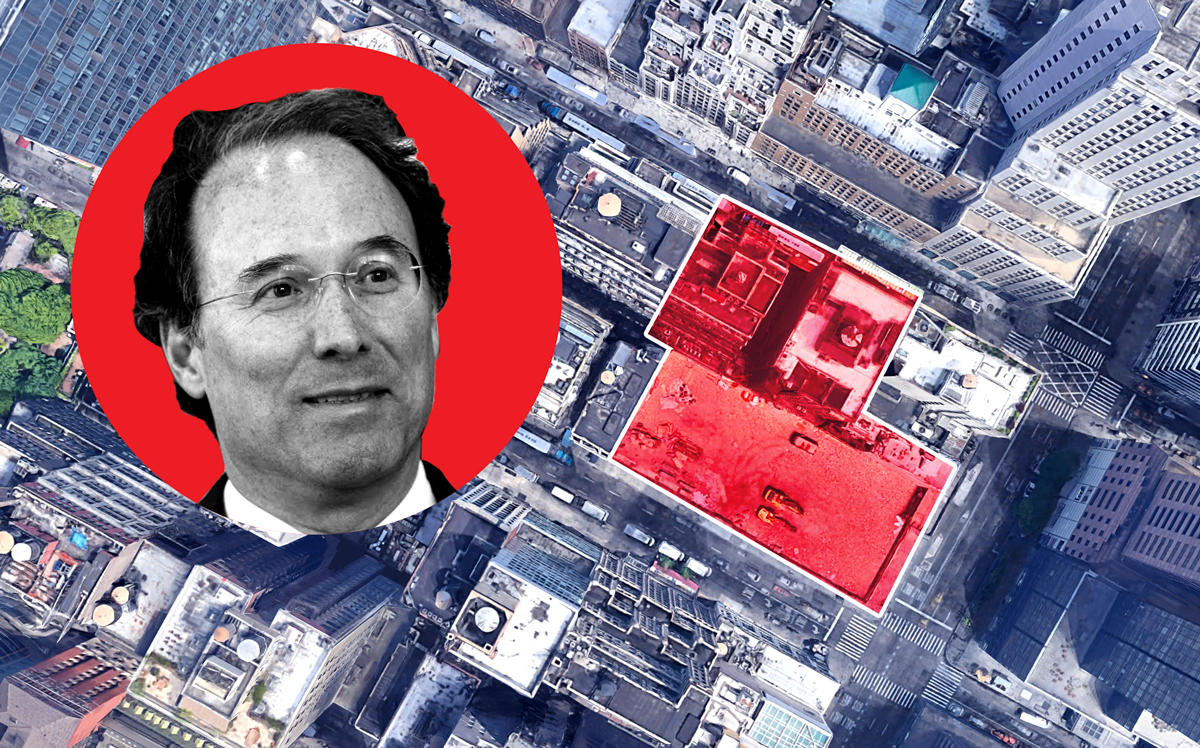 Extell CEO Gary Barnett and a portion of the assemblage at 562-572 Fifth Avenue, 2 West 47th, and 10 West 47th (Credit: Google Maps)