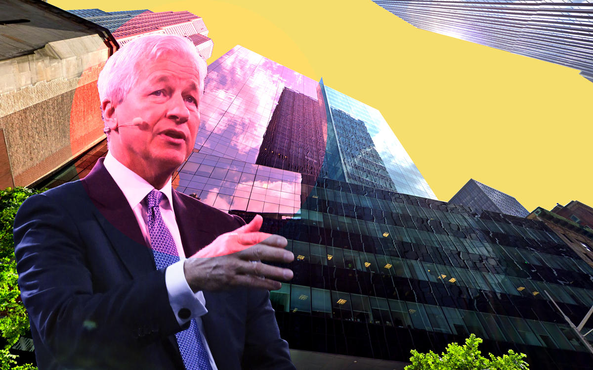 JPMorgan's Jamie Dimon and 125 West 55th Street (Credit: Getty Images, Google Maps)