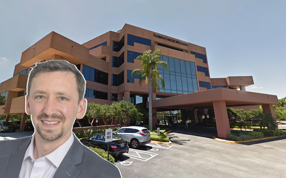 Anchor Health Properties CEO Ben Ochs and 3401 PGA Boulevard (Credit: Google Maps)