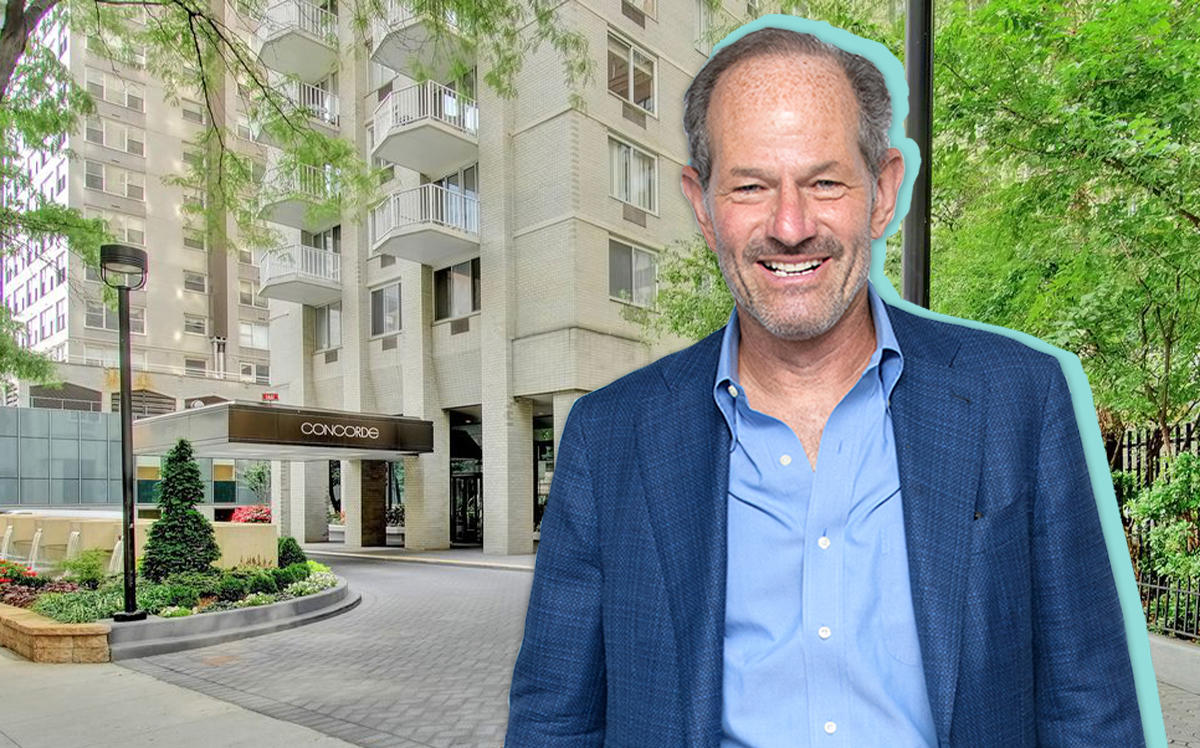 Eliot Spitzer and 220 E. 65th Street (Credit: Getty Images)