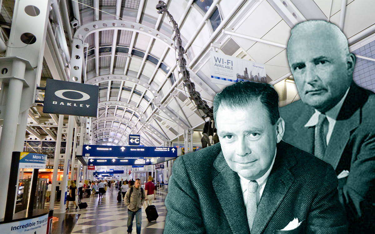 O’Hare International Airport, Skidmore Owings & Merrill founders Nathaniel Owings and Louis Skidmore (Credit: Wikipedia)