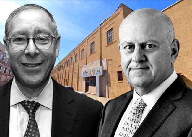 Dov Hertz and Prologis CEO Hamid Moghadam with 150 52nd Street in Sunset Park (Credit: Google Maps, Proologis)