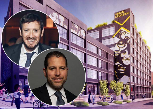 Union Crossing at 825 East 141st Street with The Bluestone Group's Eli Tabak and Madison Realty Capital's Josh Zegen (Credit: Union Crossing Bronx)