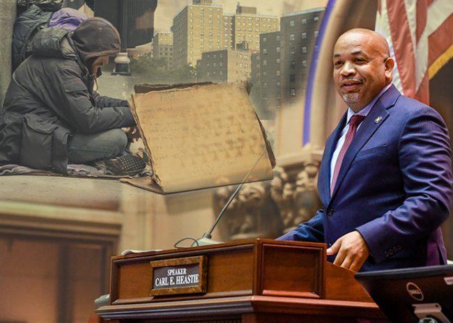 Carl Heastie highlighted homelessness and housing affordability in remarks to open the 2020 session (Credit: Facebook, Getty Images)