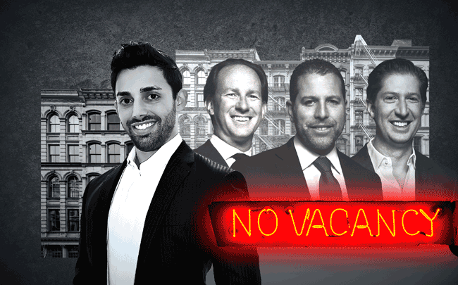 From left: Raphael Toledano and Madison Realty Capital managing principals Adam Tantleff, Josh Zegen and Brian Shatz (Illustration by Kevin Rebong for The Real Deal)