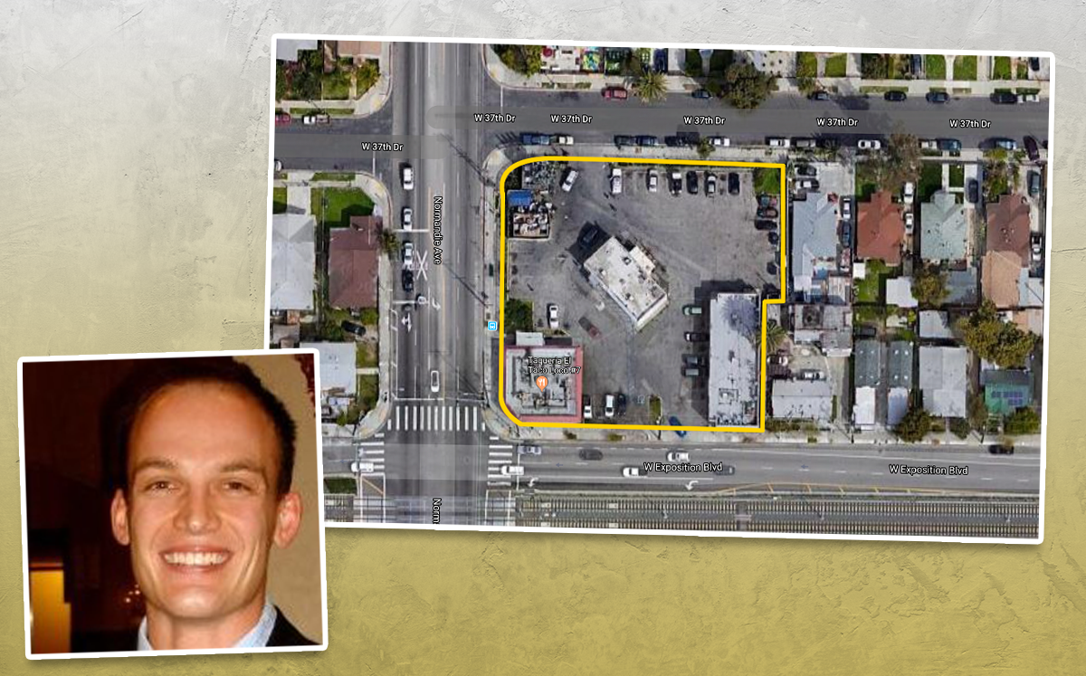 Chris Elsey and the property at 3760-3764 S. Normandie Avenue (Credit: LinkedIn and Google Maps)
