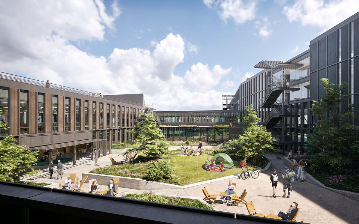 A rendering of the new REI headquarters in Seattle (Credit: NBBJ)