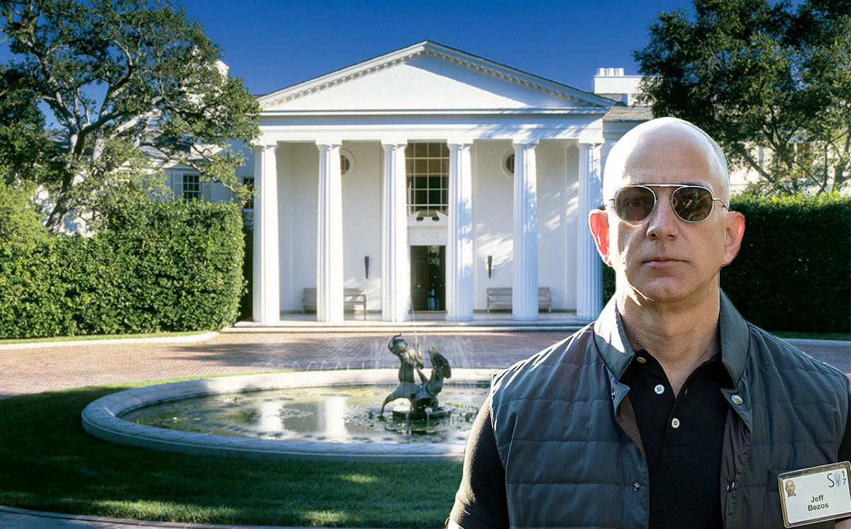 Amazon CEO Jeff Bezos with the home (Credit: Pintrest and Getty Images)