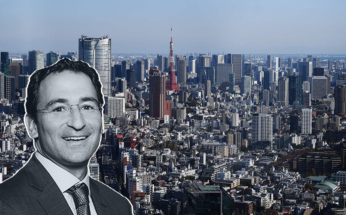 Jon Grey and Tokyo skyline (Credit: CHARLY TRIBALLEAU/AFP via Getty Images)