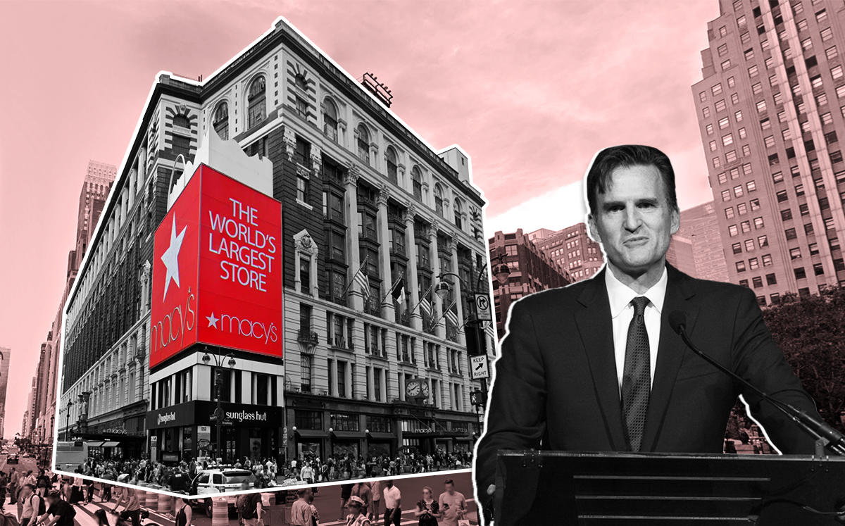Macy's CEO Jeff Gennette and the Herald Square location (Credit: Getty Images and Google Maps)