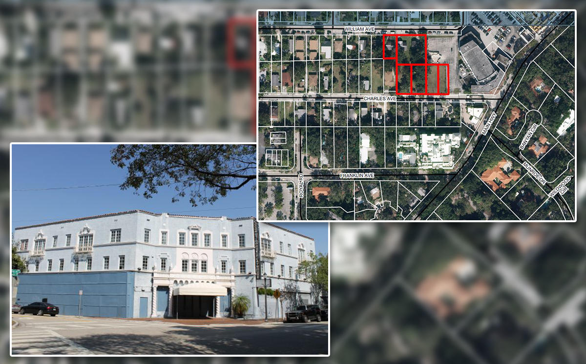 The Coconut Grove Playhouse and a map of the land to be rezoned