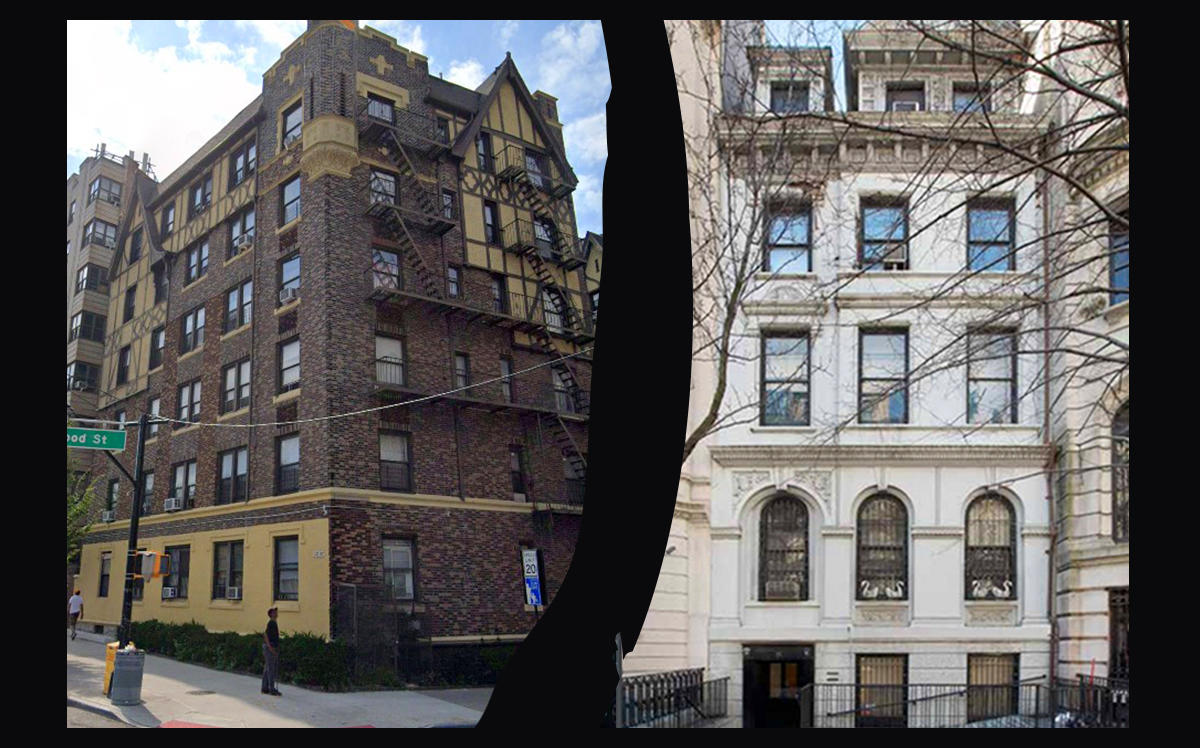 1515 Grand Concourse and 16 East 82nd Street (Credit: Google Maps, 16 East 82nd Street by Duplex NYC via Leslie J. Garfield)