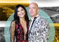 Lauren Sanchez and Jeff Bezos with the property at 1441 Angelo Drive (Credit: Getty Images and Redfin)