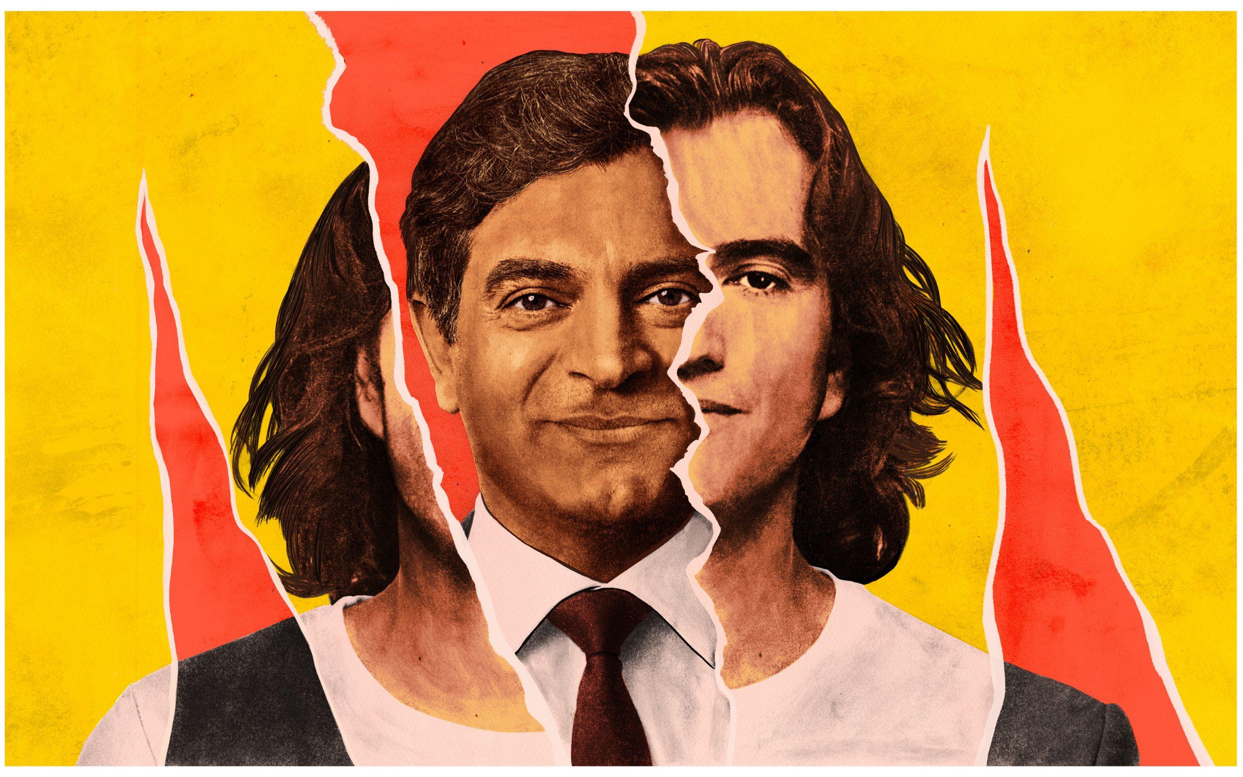 WeWork CEO Sandeep Mathrani and Adam Neumann (Illustration by Zach Meyer)