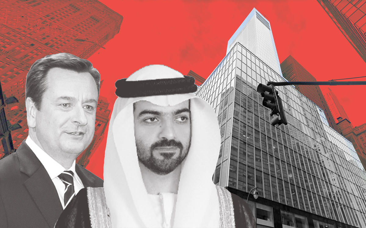 Munich RE CEO Joachim Wenning, ADIA managing director Hamed bin Zayed Al Nahyan and 330 Madison Avenue (Credit: Getty Images, Google Maps)