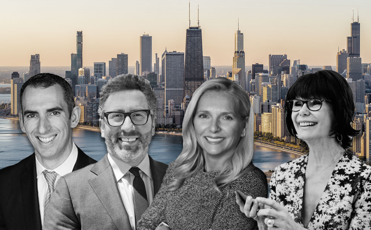 From left: Leigh Marcus of @properties, Mario Greco of Berkshire Hathaway HomeServices Chicago, Jennifer Mills of Jameson Sotheby’s International Realty & Millie Rosenbloom of Baird & Warner
