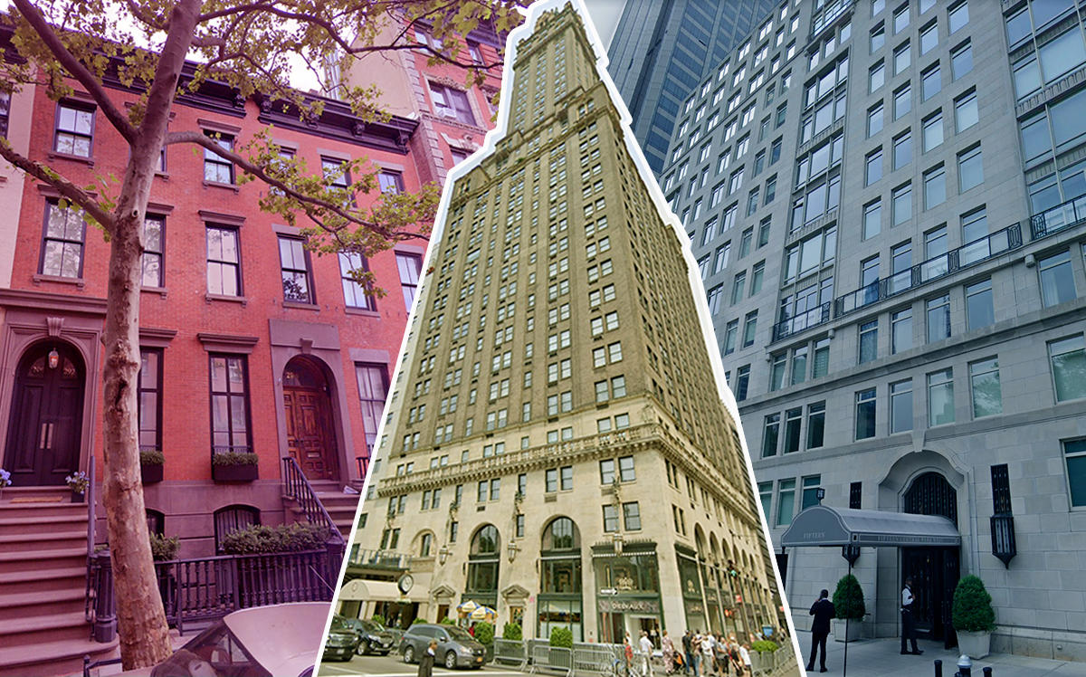 From left: 292-294 West 4th Street, 781 Fifth Avenue and 15 Central Park West (Credit: Google Maps) 