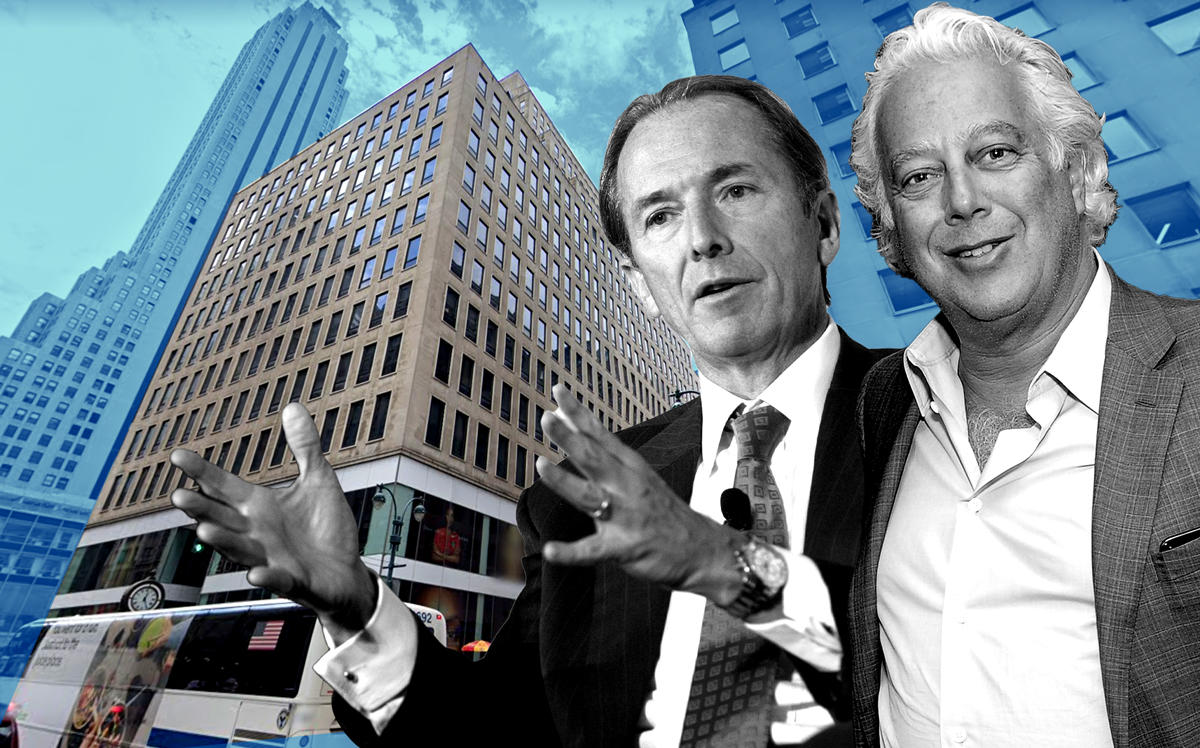 522 Fifth Avenue, Morgan Stanley’s James Gorman and RFR Realty’s Aby Rosen (Credit: Getty Images; Google Maps)