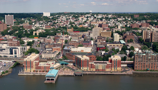 The Yonkers waterfront and Alexander Street corridor, along the train tracks.