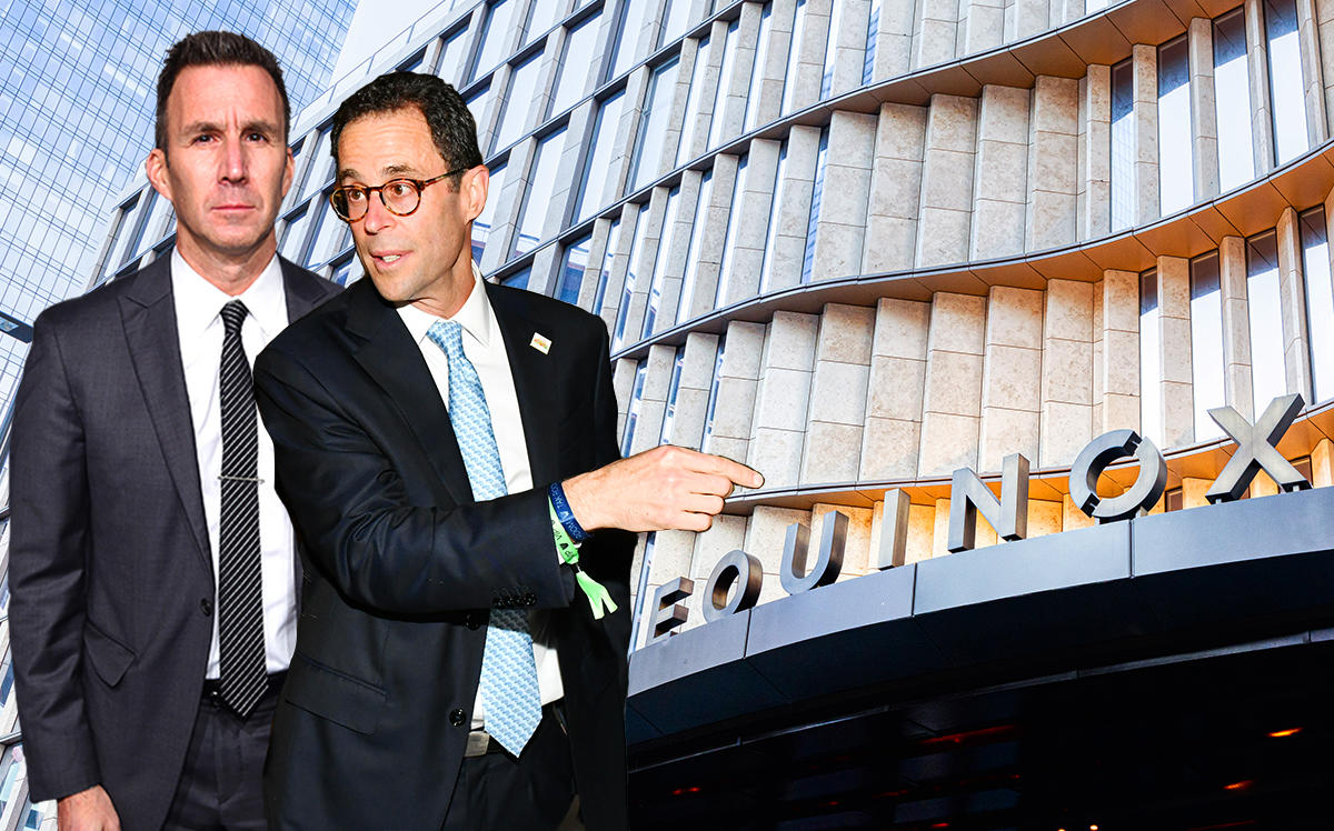 Equinox Executive Chairman & Managing Partner Harvey Spevak, Related Companies CEO Jeff Blau and Equinox at Hudson Yards (Credit: Spevak by Jamie McCarthy/Getty Images for Gabrielle's Angel Foundation, Blau by Craig Barritt/Getty Images for Related-Oxford, Matthew Peyton/Getty Images for Equinox)