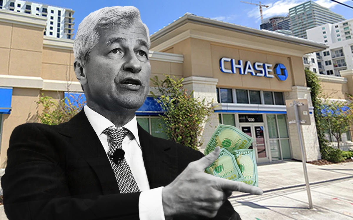 JPMorgan Chase CEO Jamie Dimon (Credit: Win McNamee/Getty Images, Google Maps, iStock)