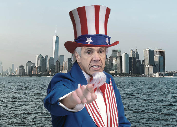 Photo illustration of Governor Andrew Cuomo (Credit: Cuomo by Stefani Reynolds/Getty Images; iStock)