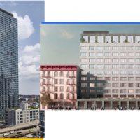 From left: Eagle Lofts at 43-22 Queens Street in Long Island City, 292 North 8th Street in Williamsburg and The Landing at 15 Bridge Park Drive in Brooklyn Heights (Credit: Rockrose Development, Stonehill & Taylor Architects and StreetEasy)