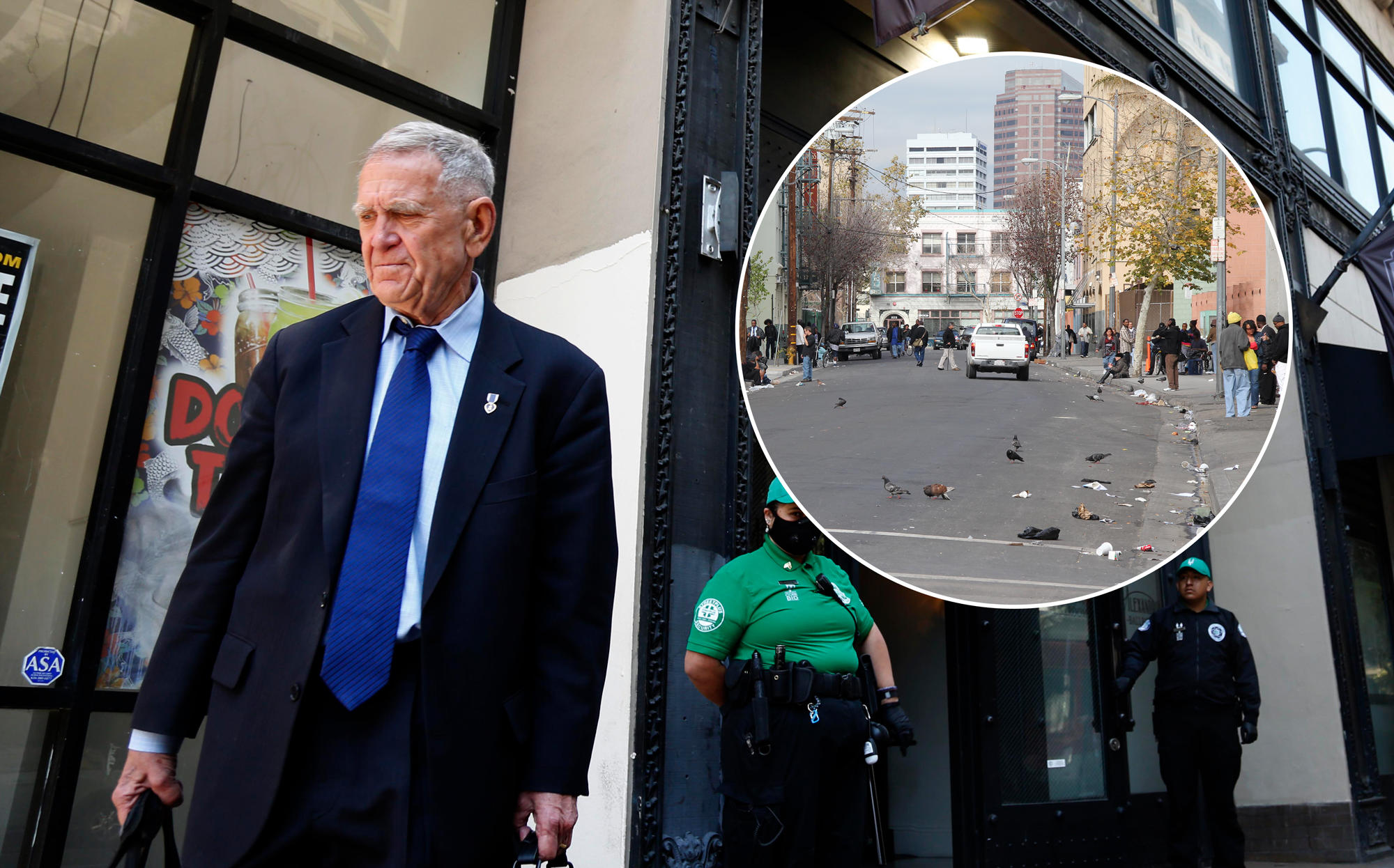U.S. District Judge David Carter finishes presiding over a closed hearing to discuss possible immediate solutions to the Skid Row (Credit: (Photo by Genaro Molina/Los Angeles Times via Getty Images; Wikipedia)