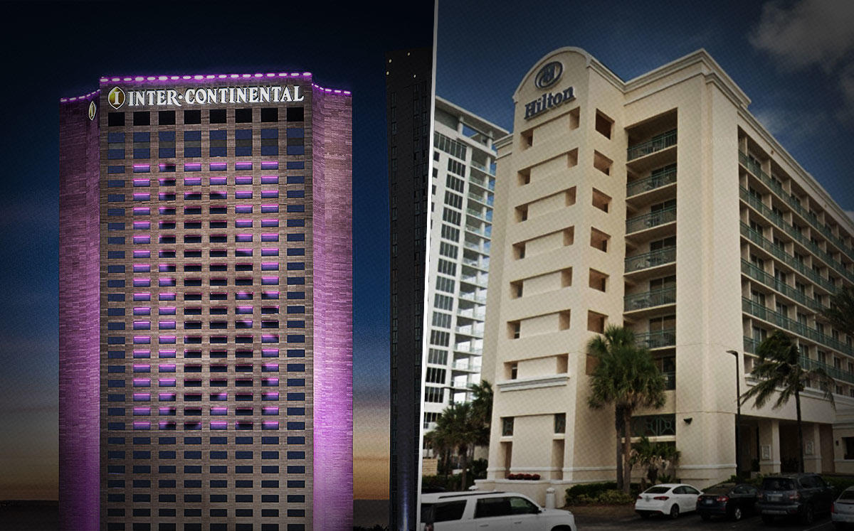 InterContinental Miami, Hilton Singer Island Oceanfront/Palm Beaches Resort (Credit: InterContinental and Google Maps)