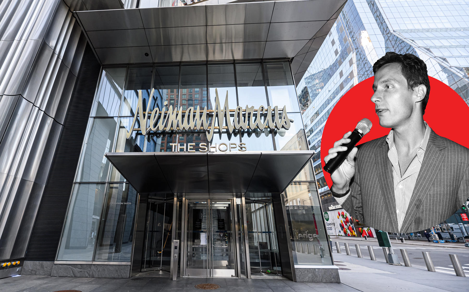 Neiman Marcus at Hudson Yards in New York and Neiman Marcus CEO Geoffroy van Raemdonck (Credit: Neiman Marcus by Noam Galai/Getty Images; van Raemdonck by JOE SCHILDHORN/Patrick McMullan via Getty Images )