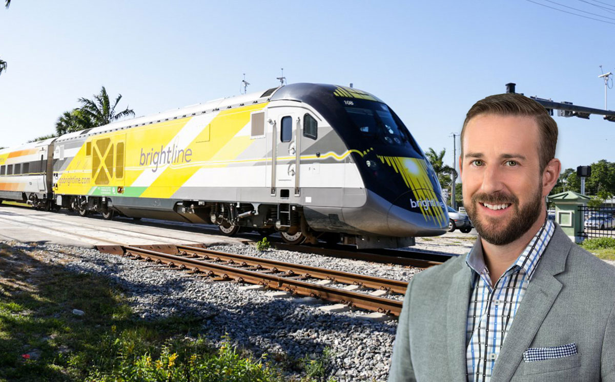 Patrick Goddard, President at Brightline Trains, and Brightline’s Florida line (Credit: Brightline)